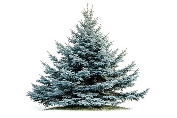 Obraz premium blue spruce tree with blue needles isolated on white background