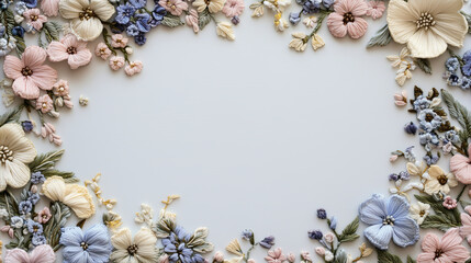 Pastel-colored floral embroidery frame