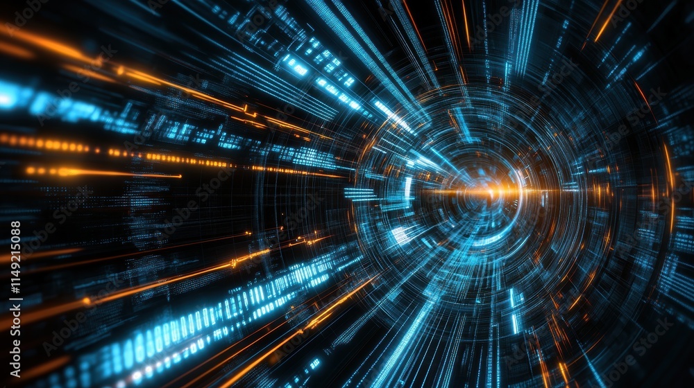 Poster experience the surge of energy and innovation in this abstract visualization of digital data in moti