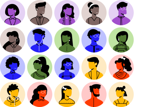 set of avatar cartoon user profile image collection for UI mobile Male and female faces. Men and women portraits. Unknown or anonymous person outline stroke style illustrations vector group of people