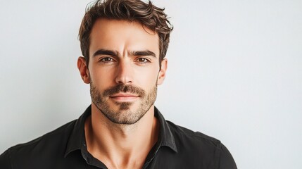 Obraz premium Captivating Portrait of a Handsome Man Posing with Charisma