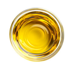 Golden Cooking Oil in Glass Bowl  Top View