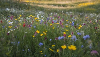 Vibrant Wildflowers Bloom in a Summer Meadow