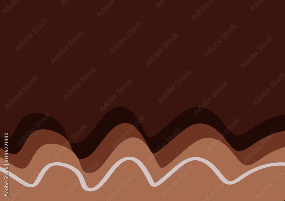 Poster brown abstract background with brown gradient curved lines. fluid background