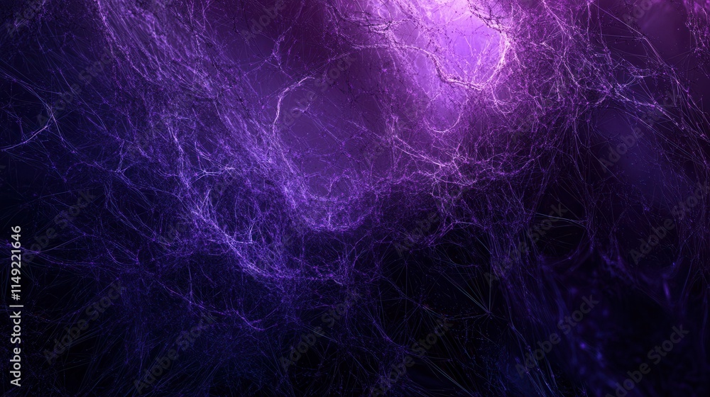 Aufkleber abstract purple and black network background intricate web-like structure with glowing nodes and lin