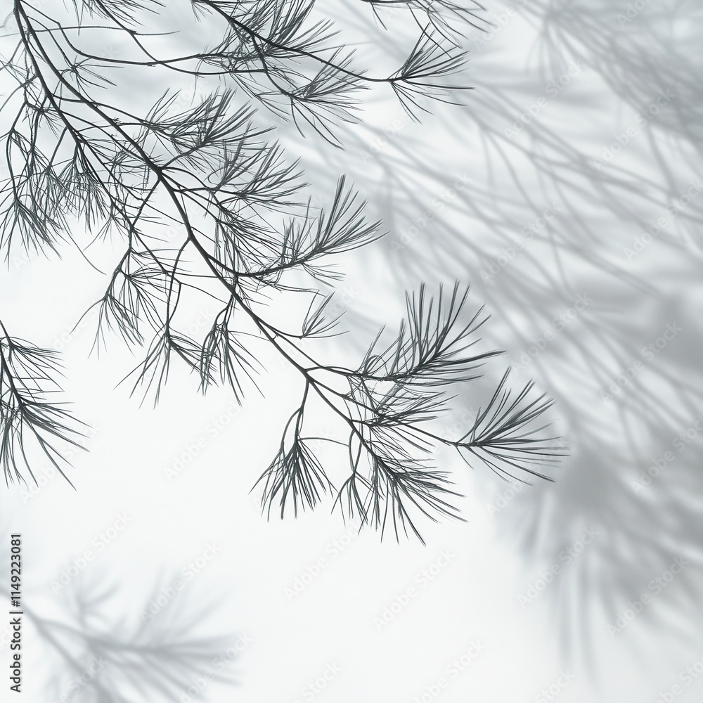 Aufkleber abstract pine branch shadow overlay minimalist greenery texture with light and shadow for design pro
