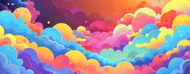 Comics illustration, retro and 90s style, pop art pattern, abstract crazy and psychedelic background,