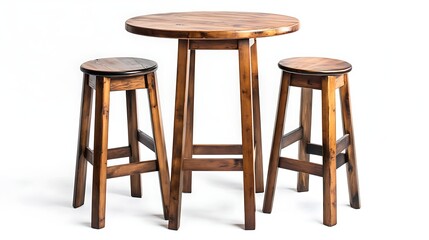 bar height table with stools isolated on white background