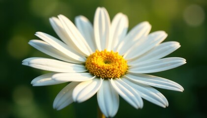 Fototapeta premium Softly glowing delicate petals of a white daisy flower , nature, garden