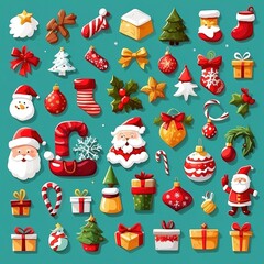 set of christmas elements, christmas