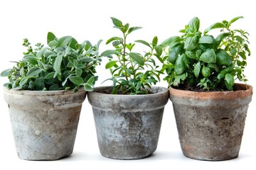 Fototapeta premium Fresh herbs growing in small pots