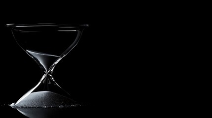 Sand flowing in hourglass symbolizing the countdown with copy space on the right side
