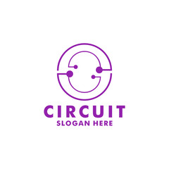 Circuit Connection logo vector. Digital circuit futuristic logo design vector template