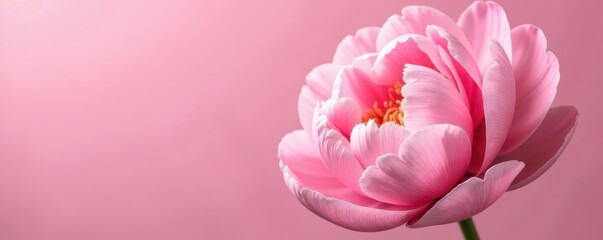 Obraz premium Close-up of peony petals on a soft blush pink background , peonies, blush pink color