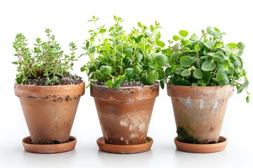 Fototapeta premium Fresh herbs growing in small pots