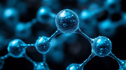 Abstract Molecular Structure: Intricate, interconnected spheres form a mesmerizing, abstract representation of the intricate dance of molecules.  This image evokes a sense of complexity, innovation.