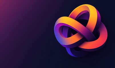 Abstract 3D gradient intertwined rings on dark background.