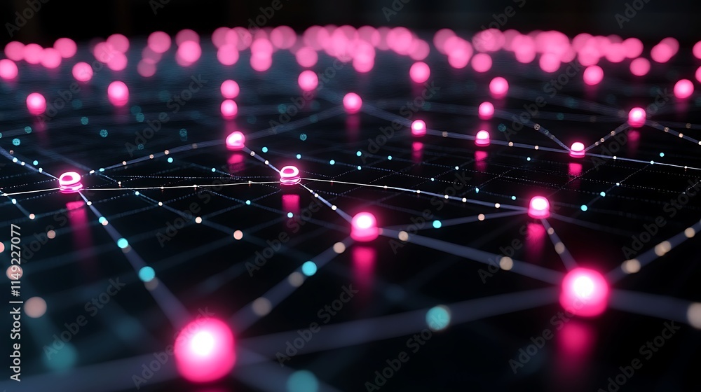 Poster abstract network connections: a mesmerizing digital illustration of a network of glowing nodes conne