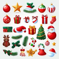 set of christmas elements, christmas