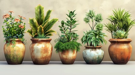 Fototapeta premium retro vintage vase and plants pots