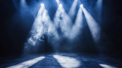 Dramatic stage lighting creates an atmospheric backdrop for performances. 