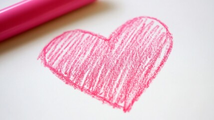 Obraz premium Thick Pink Marker Small Heart Drawing