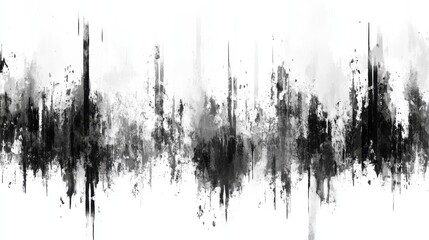 Abstract Black and White Ink Landscape Painting Artistic Brushstrokes