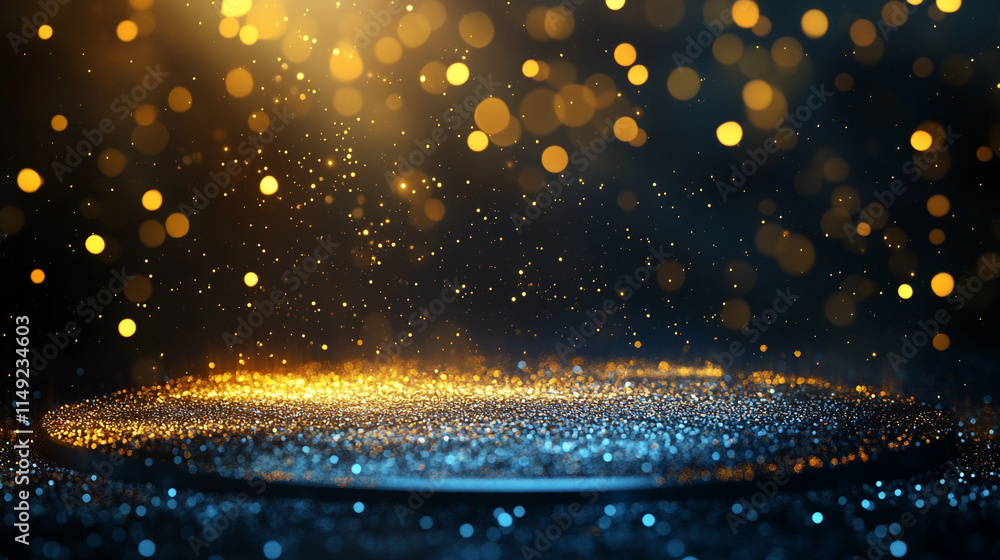 Poster glittering particles create a magical atmosphere during an evening event.