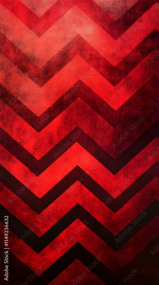 Poster red and black chevron pattern on textured background