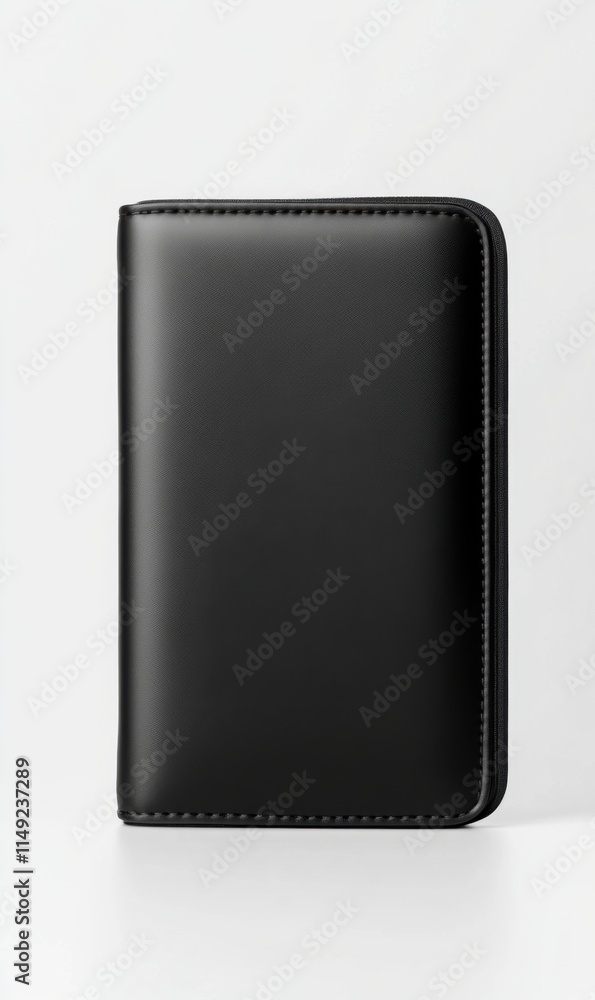 Poster elegant black wallet with smooth finish for stylish organization and practical use in everyday life