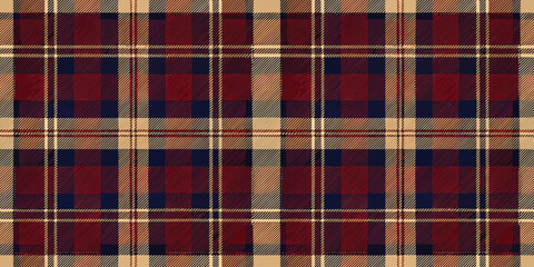 Obraz premium Classic plaid pattern in rich burgundy, navy, and beige tones, perfect for fashion and design.