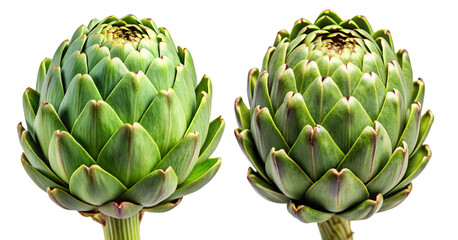 Fototapeta premium Single Green Artichoke on transparent Background 