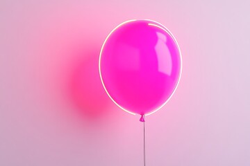 neon pink balloon on white background