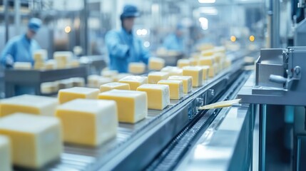 Cheese Production Line in a Modern Factory