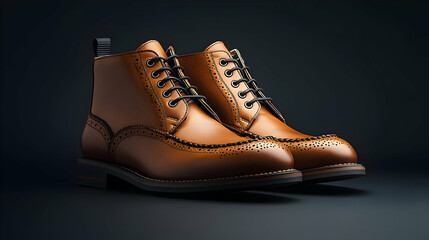 A pair of stylish brown leather boots with detailed stitching, showcasing craftsmanship and design.