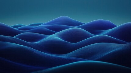 Obraz premium Abstract Blue Wave Pattern 3D Render of Flowing Lines Creating a Serene Landscape