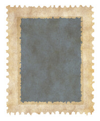 Fototapeta premium Vintage postage stamp light beige wrinkled vintage paper with black background 