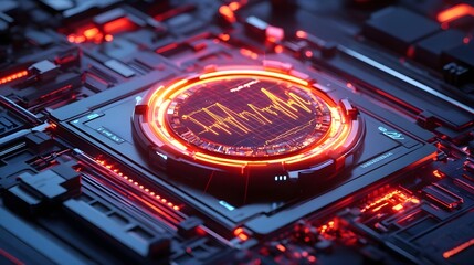 Obraz premium futuristic tech data analysis hud - cyberpunk aesthetics