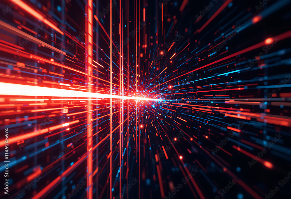 Aufkleber digital lines with glitch effects, abstract tech disruption background design.