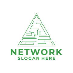 Fototapeta premium Abstract Triangle Network Connections logo vector. Network logo design vector template