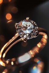 Stunning rose gold engagement ring with brilliant diamond centerpiece