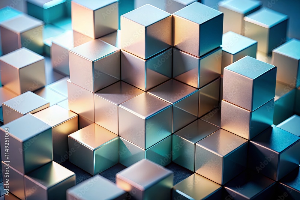 Sticker minimalist abstract 3d cube composition: geometric shapes background