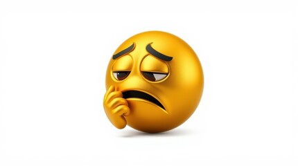 Fototapeta premium A biting-nails emoji with a sorrowful expression, reflecting sadness or regret, suitable for emotional storytelling.