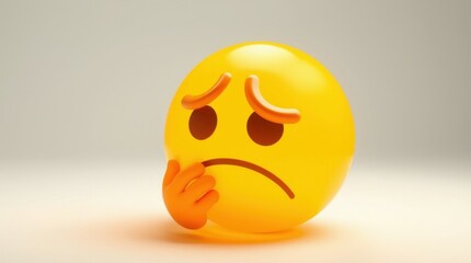 Fototapeta premium A biting-nails emoji with a nervous expression, showing hesitation, ideal for social media reactions or chat themes.