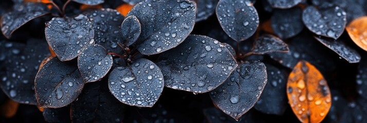 雨露に濡れた葉が美しい自然の中での様子