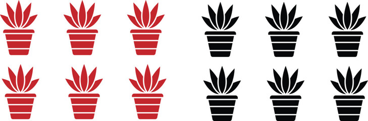 minimal Aloe Vera plant icon silhouette Free
