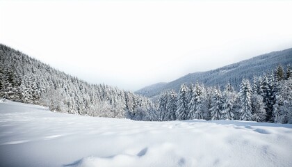 Fototapeta premium White snow landscape, isolated on white background. snow in the mountains