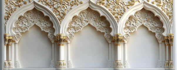Ornate architectural design featuring intricate arches and decorative elements.