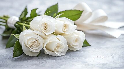Elegant White Roses Bouquet  Wedding Flowers  Floral Arrangement