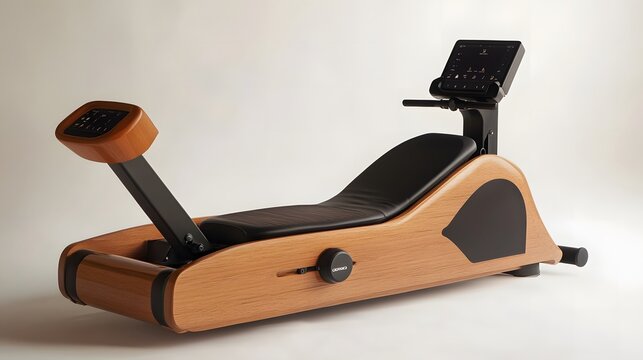 Sleek Wooden Rowing Machine for Home Fitness and Exercise Routine